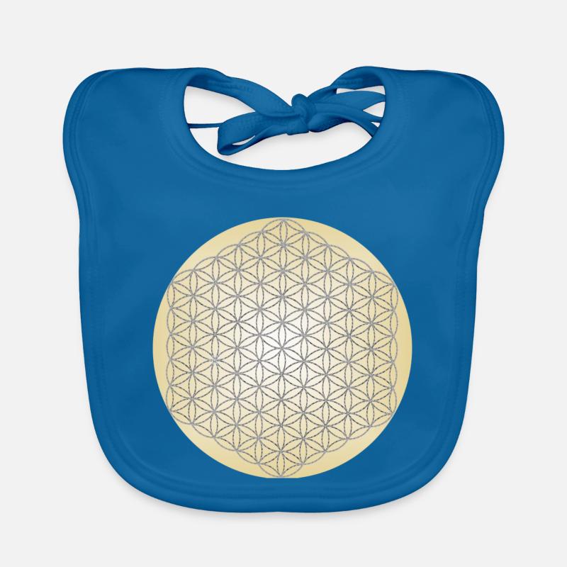 Blume des Lebens Silber - 5. Dimension - Mandala Baby Bio-Lätzchen