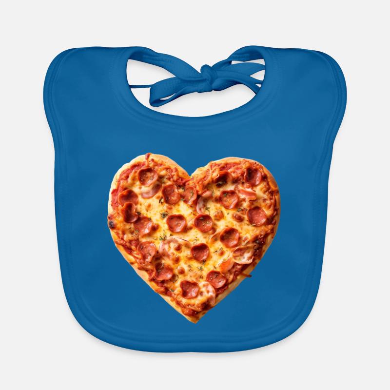 Heart Pepperoni Pizza Pattern Organic Baby Bibs