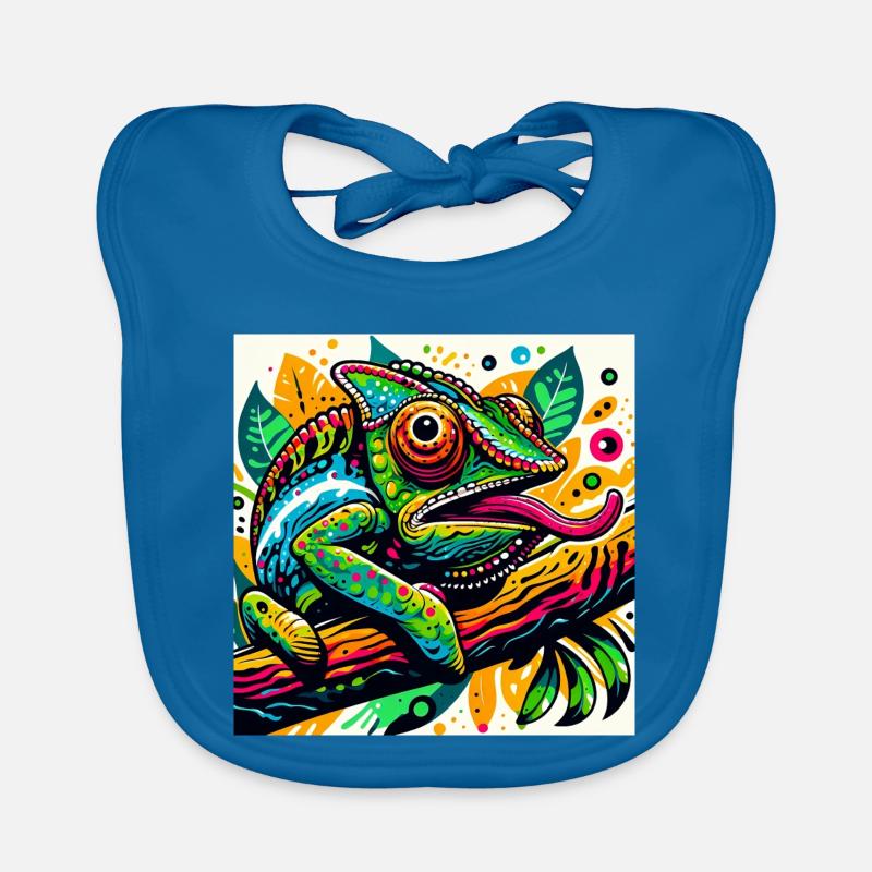 Caméléon - Bavoir bio Bébé - bleu paon