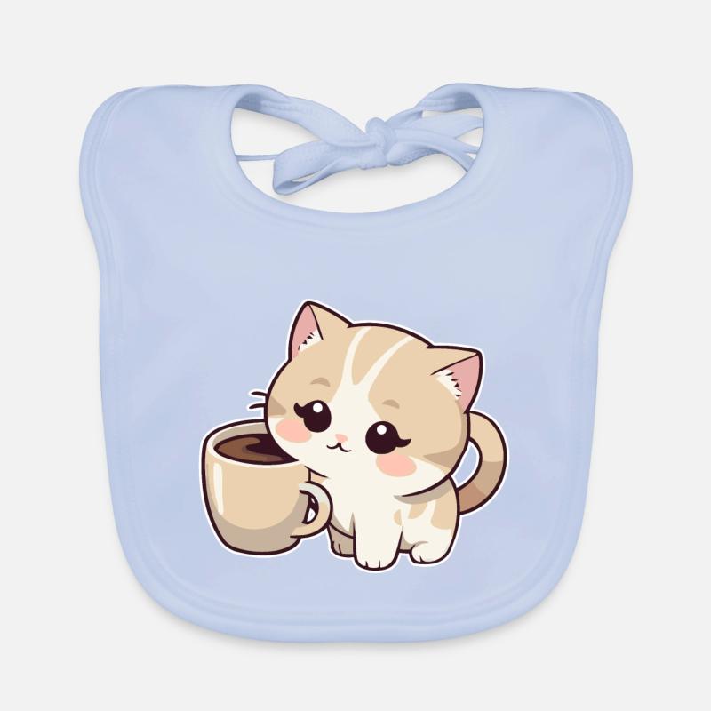 Chaton avec tasse à café Bavoir bio Bébé
