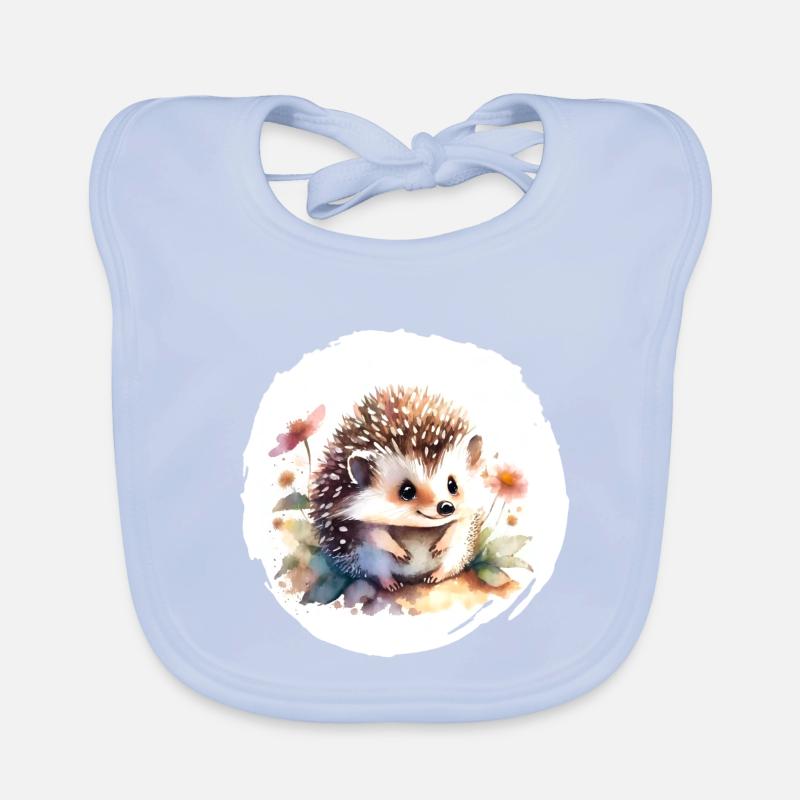 Hérisson aquarelle Bavoir bio Bébé