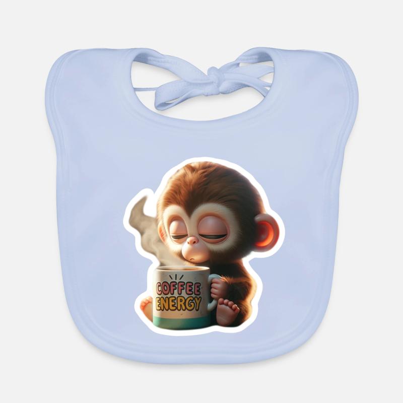 Kaffee Energie Affe Illustration Baby Bio-Lätzchen