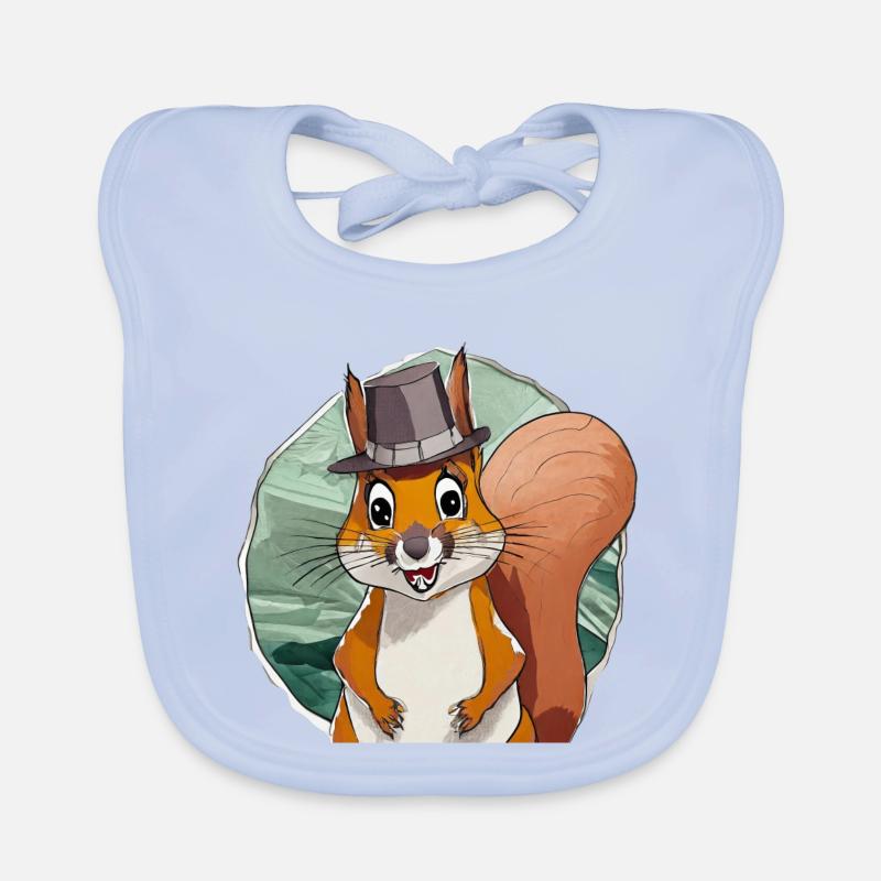 funny squirrel with hat Organic Baby Bibs