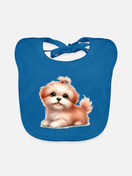 Cute dog - Organic Baby Bibs - peacock-blue - Front