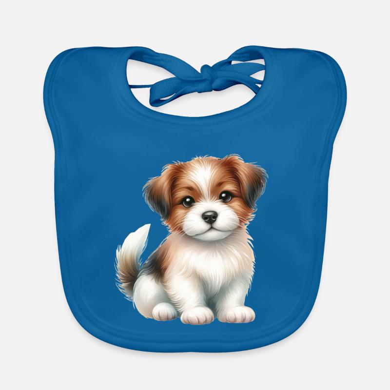 Chien mignon - Bavoir bio Bébé - bleu paon