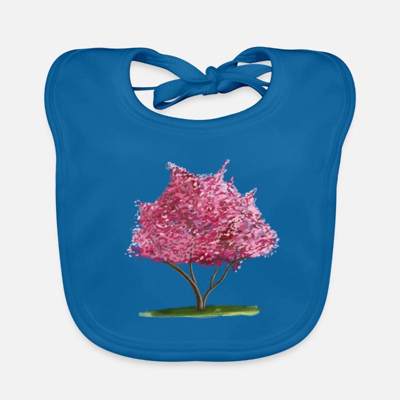 Cherry Sakura Pink Floral Tree Organic Baby Bibs