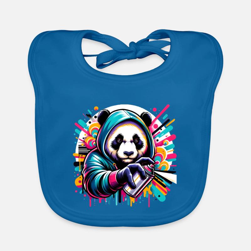 funny panda bear with graffiti and spray can Organic Baby Bibs