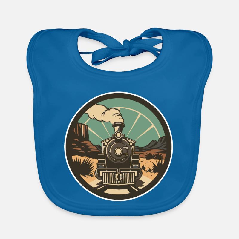 Railway Illustration Organic Baby Bibs