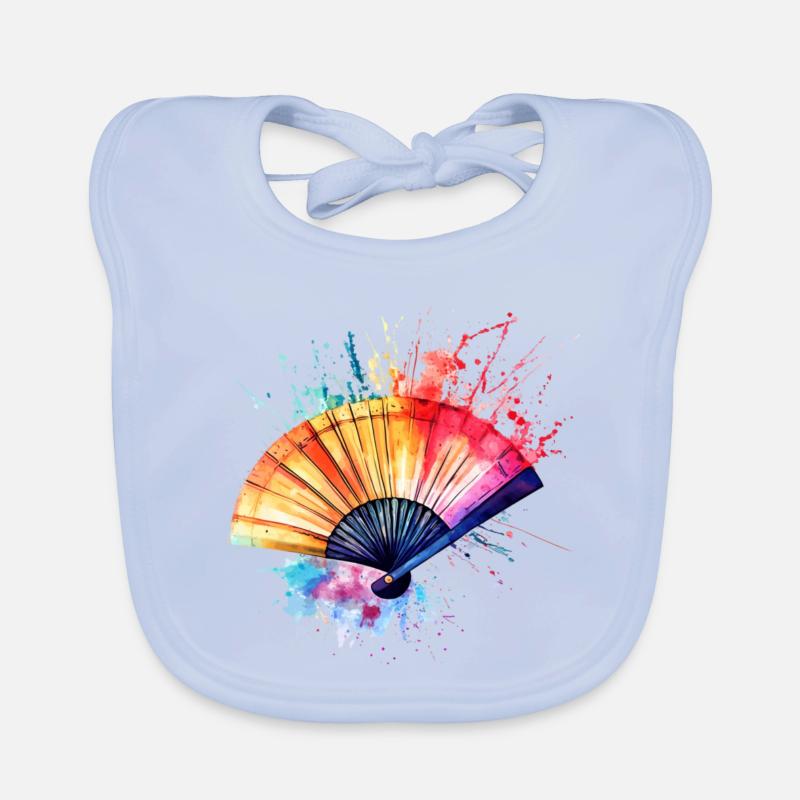 Lebendiger Aquarell-Fächer Baby Bio-Lätzchen