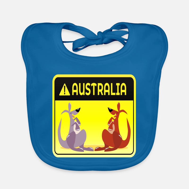 AUSTRALIA MARSUPIALS KANGAROO COUPLES Organic Baby Bibs
