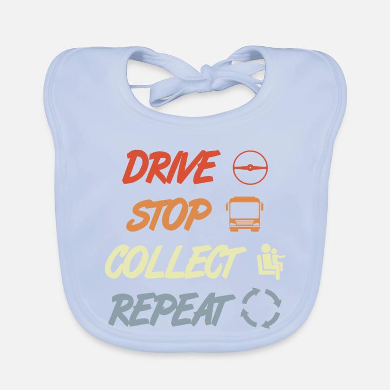 Driving, Stopping, Collecting, Repeating Organic Baby Bibs