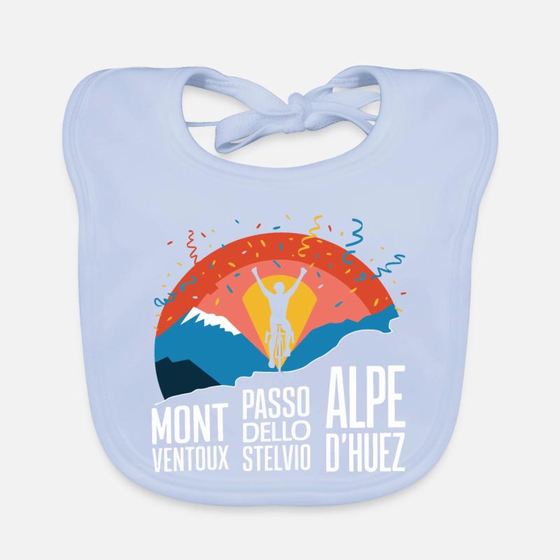 Montagnes cyclables Stelvio Ventoux Alpe d’Huez KOM Bavoir bio Bébé