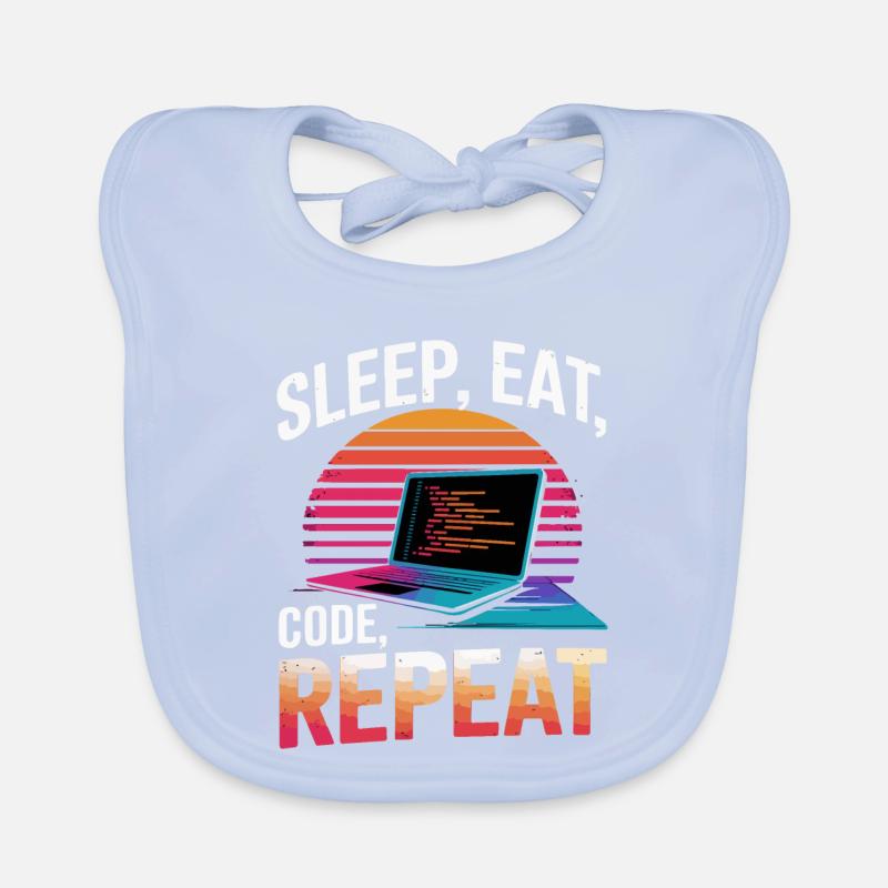 Schlaf Essen Code Wiederholen Geschenk Programmierer Entwickler Baby Bio-Lätzchen
