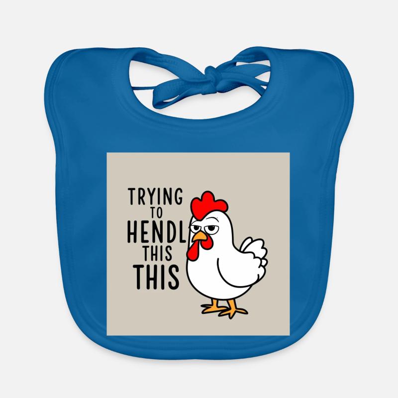 Comic Chicken "Trying to Hendl this" Organic Baby Bibs