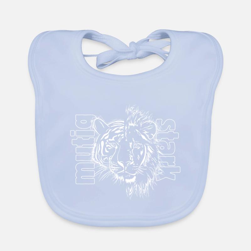 Tiger + Löwe „MUTIG UND STARK“ Baby Bio-Lätzchen
