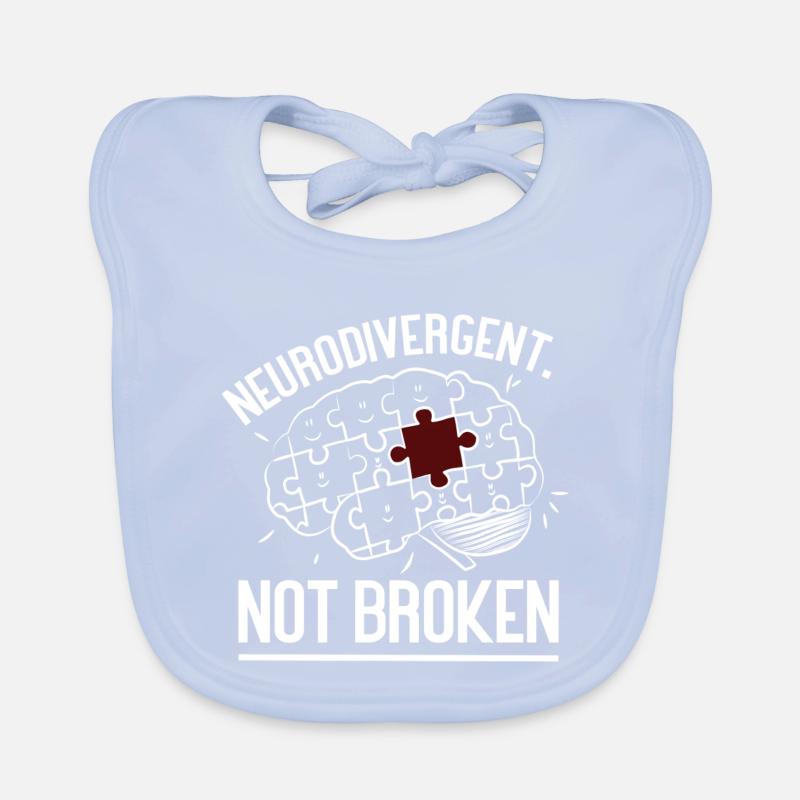 Neurodivergent Not Broken – Strong Mind Statement Bavoir bio Bébé