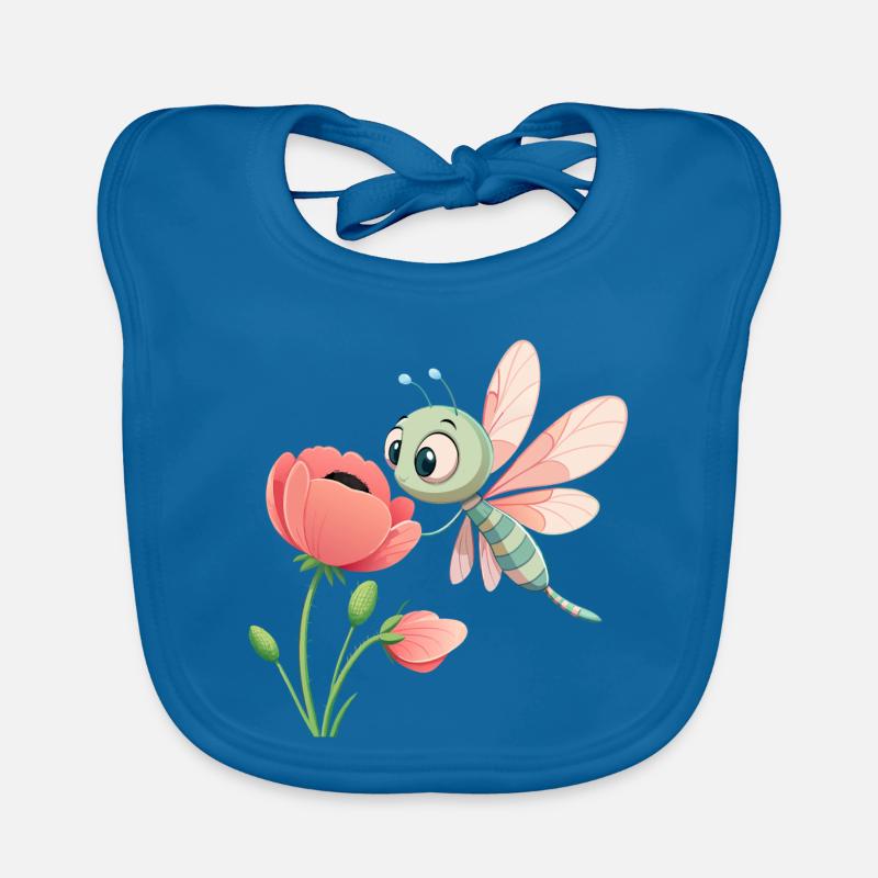 Bébé libellule colorée proche d'une fleur (v03) Bavoir bio Bébé
