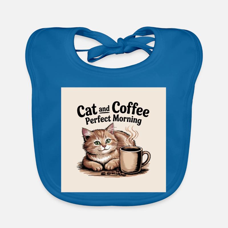 Katze und Kaffe ist ein perfekter Morgen Baby Bio-Lätzchen