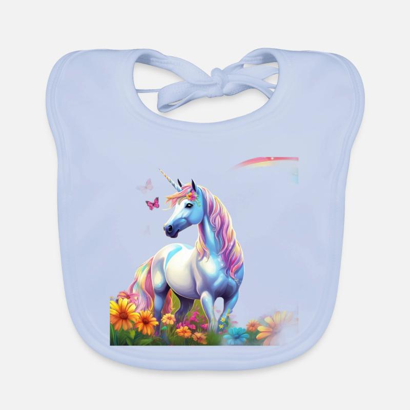 Licorne céleste dans le champ des fleurs avec Schmetterlin Bavoir bio Bébé