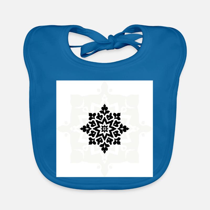 Intricate Black and White Mandala Pattern Organic Baby Bibs