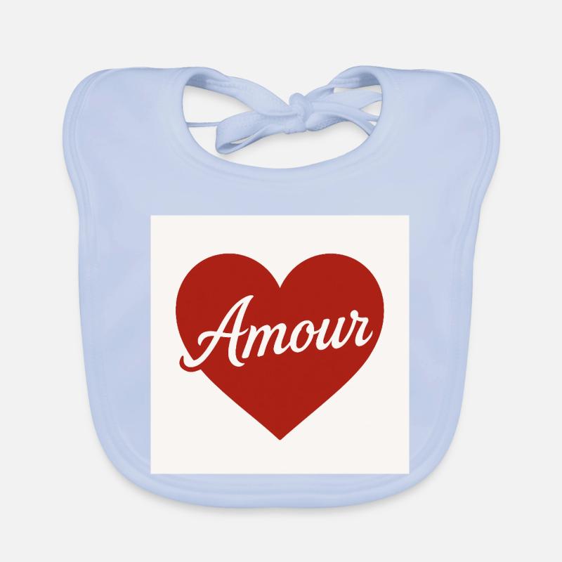 Forme de cœur aimant avec texte Amour Bavoir bio Bébé