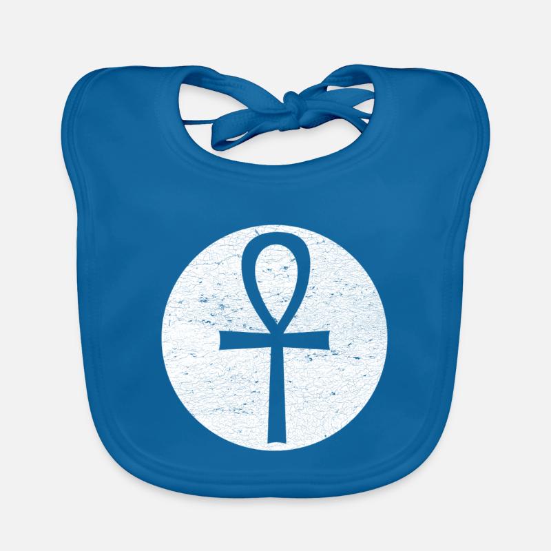 Croix égyptienne Ankh dans cercle blanc Bavoir bio Bébé