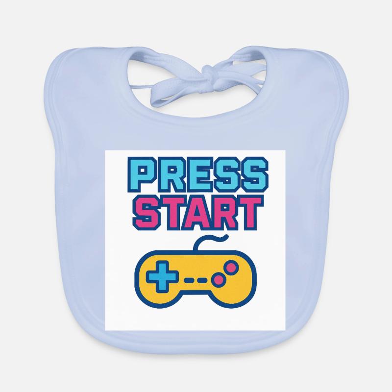 Press Start Gaming Graphics Vintage Organic Baby Bibs
