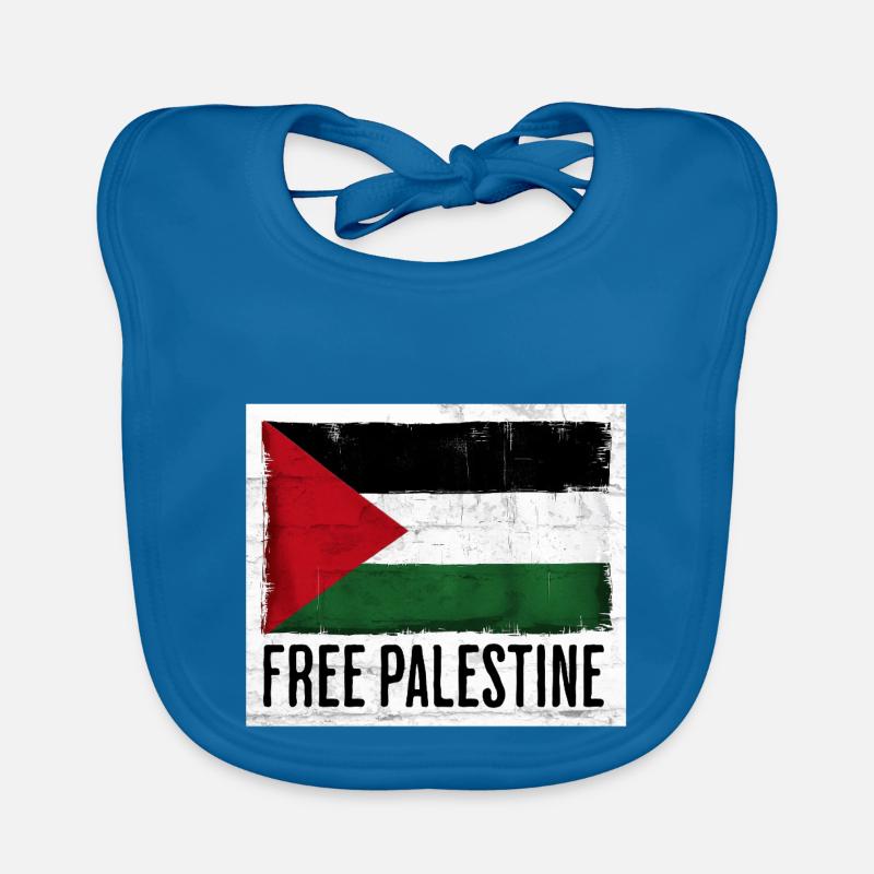 Conception du drapeau de la liberté pour la Palestine - Bavoir bio Bébé - bleu paon