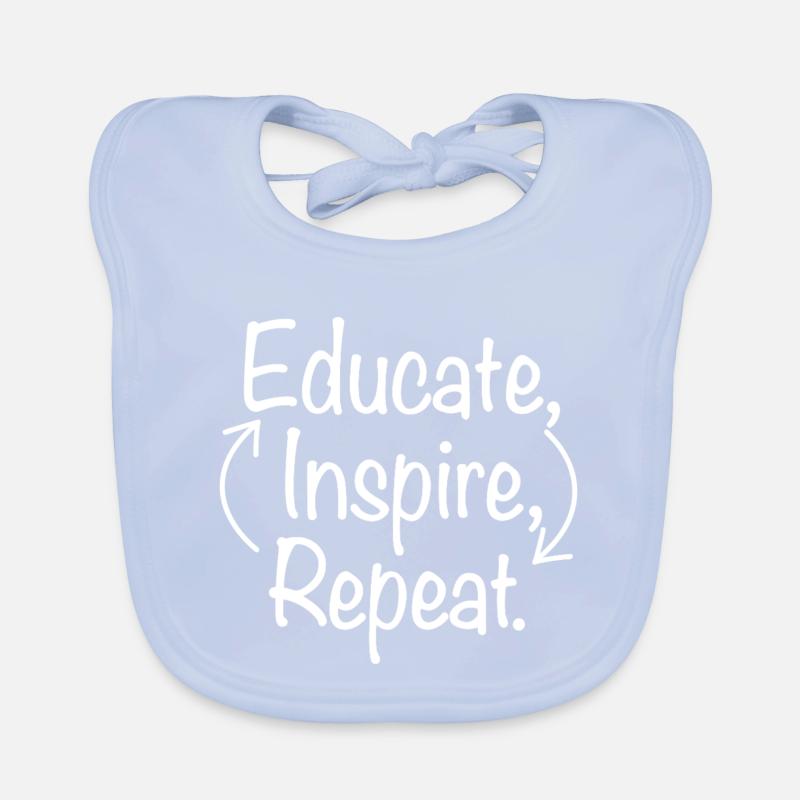 Educate Inspire Repeat Teacher Saying Organic Baby Bibs