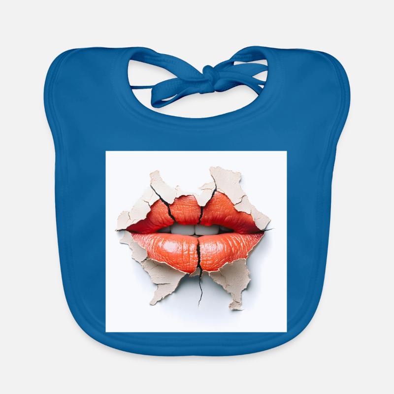 Bold lips on cracked wall Organic Baby Bibs