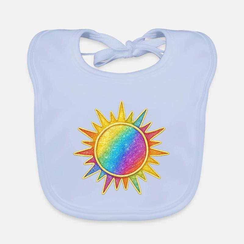 Lebendiges Regenbogen-Sunburst-Design Baby Bio-Lätzchen