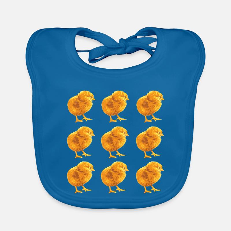 Modèle de poussin pour le printemps et la nature - Bavoir bio Bébé - bleu paon