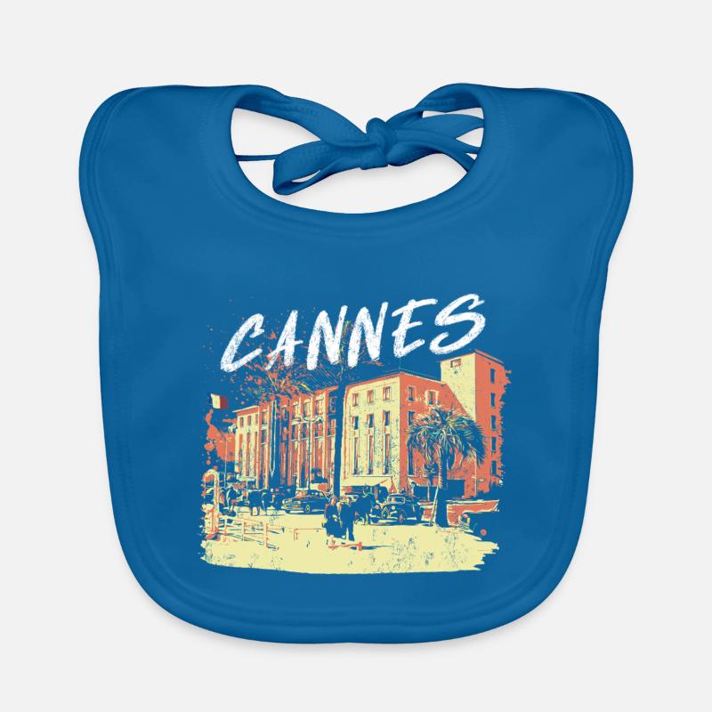 former Palais des Festivals de Cannes with palm tree Organic Baby Bibs