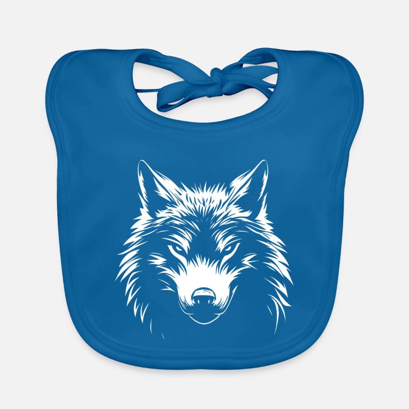 Wolf weiß :) - Baby Bio-Lätzchen - Pfauenblau