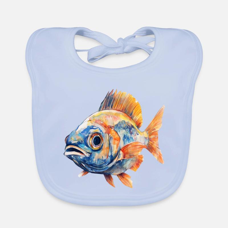 Aquarelle Poisson Couleur Explosion Bavoir bio Bébé