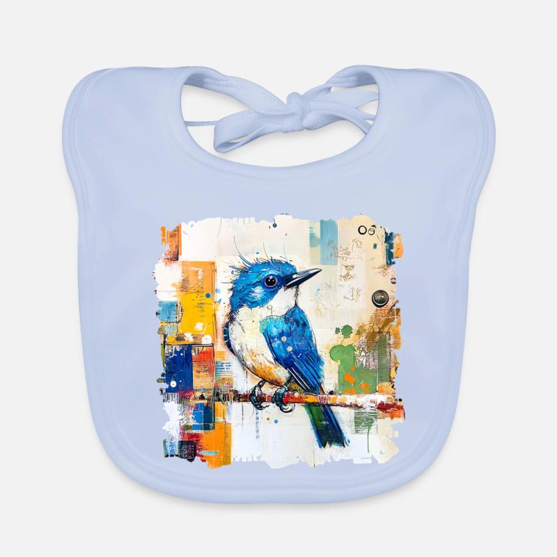 Blauer Vogel im Farbblock-Abstract Baby Bio-Lätzchen