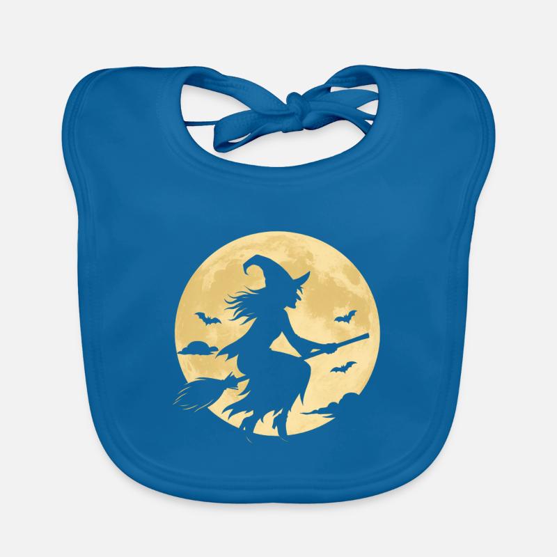 Moonlight Witch on Broom Organic Baby Bibs