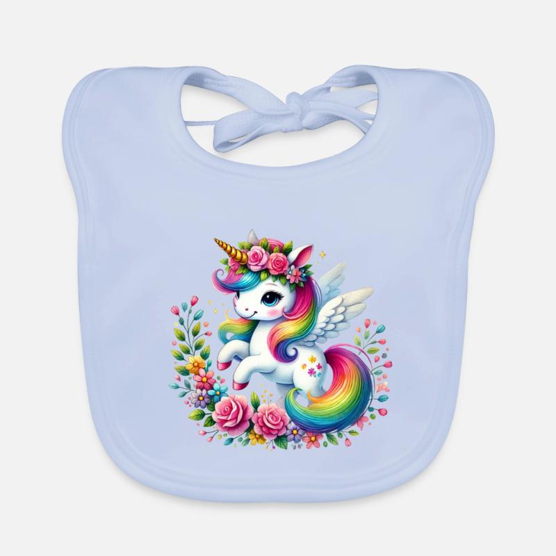 Regenbogen Fleur Einhorn Baby Bio-Lätzchen