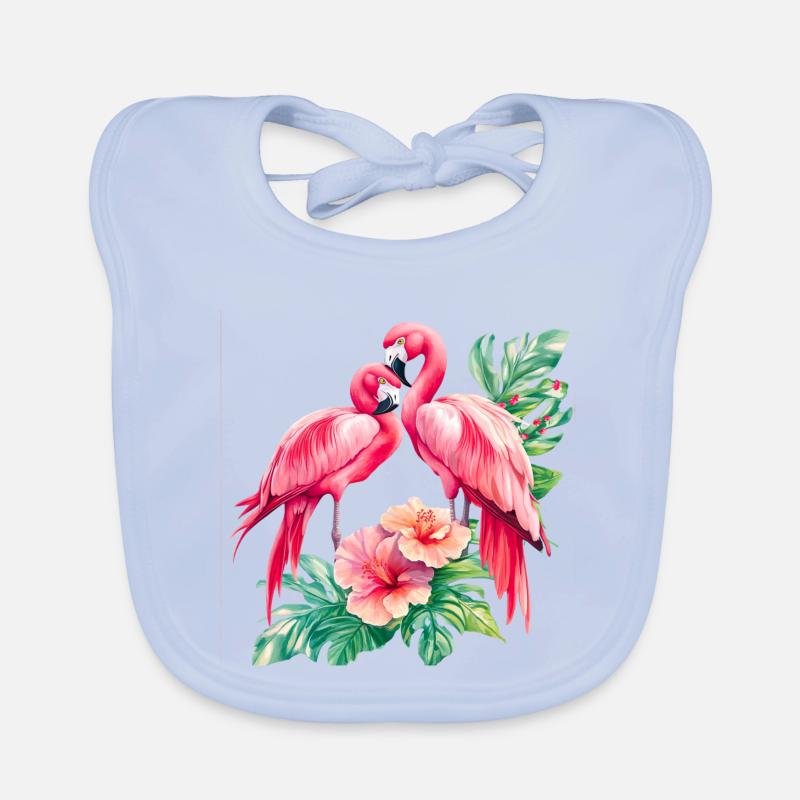 Flamingo Liebesduett im Tropenwald Baby Bio-Lätzchen