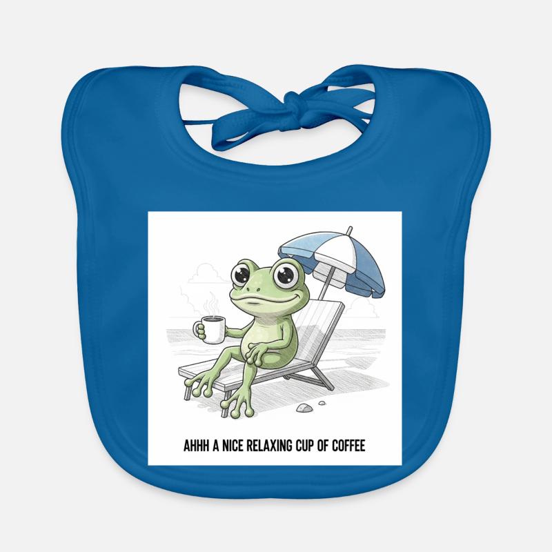 Frog Beach Café Chill - Bavoir bio Bébé - bleu paon