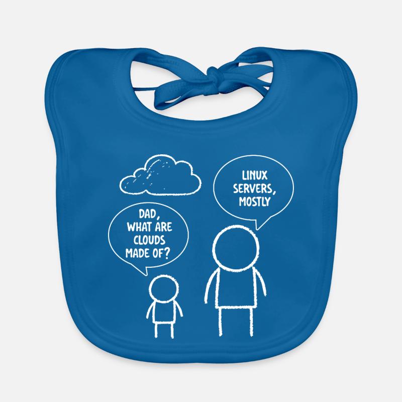 Papa Qu’est-ce que les clouds sont faits de serveurs Linux - Bavoir bio Bébé - bleu paon