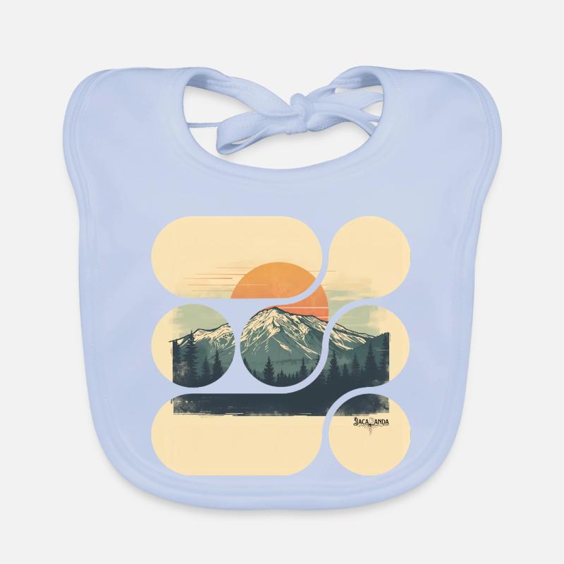 Jacaranda Retro Mountain Landscape Organic Baby Bibs