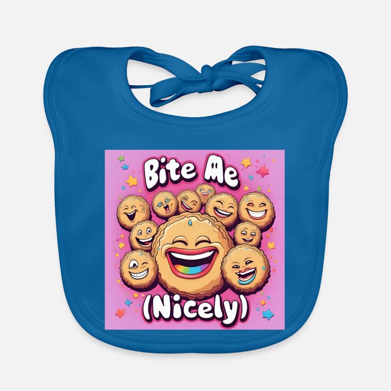 Me Nicely Cookies Laugh Design - Bavoir bio Bébé - bleu paon