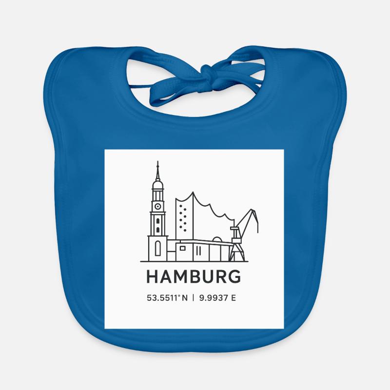 Hambourg Line Art Silhouette Point de repère Bavoir bio Bébé
