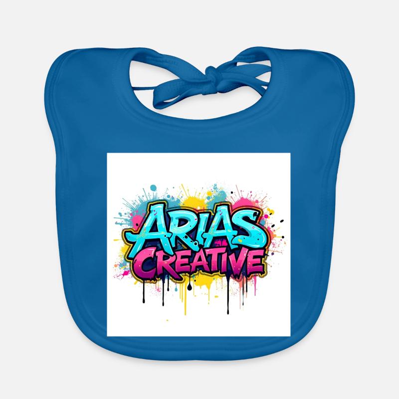 Aris Creative Graffiti-Logo - Baby Bio-Lätzchen - Pfauenblau