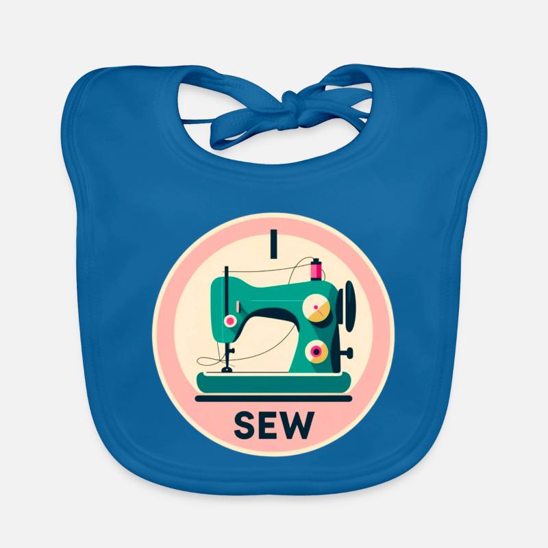Silhouette de machine à coudre vintage - Bavoir bio Bébé - bleu paon