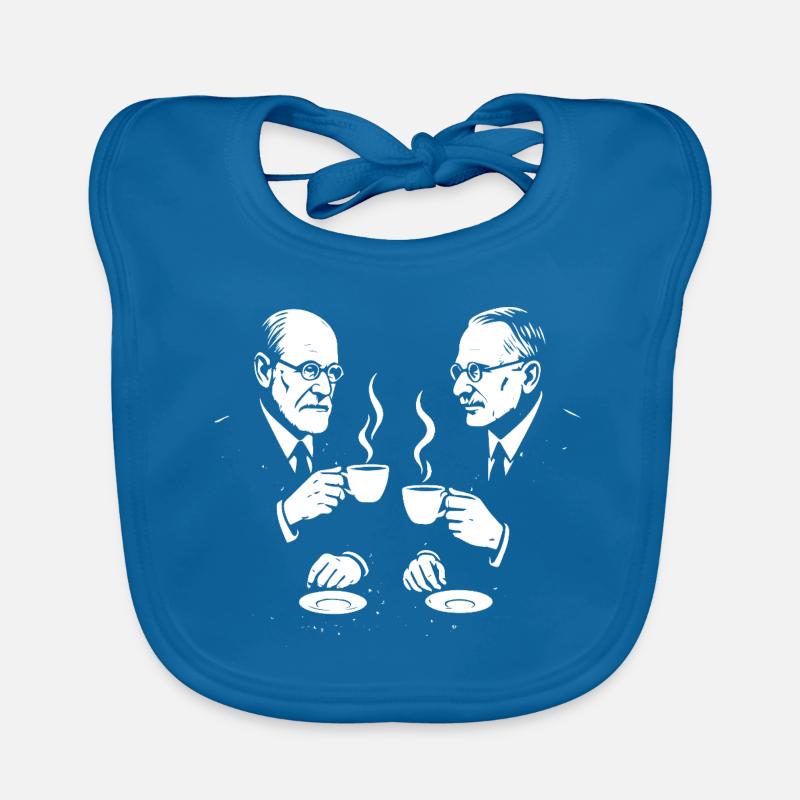 Sigmund Freud and Carl Jung drinking coffee Organic Baby Bibs