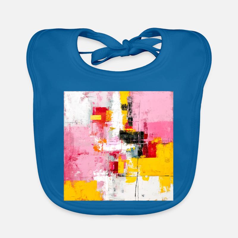 Blocs de couleur abstraits Rose Jaune Bavoir bio Bébé