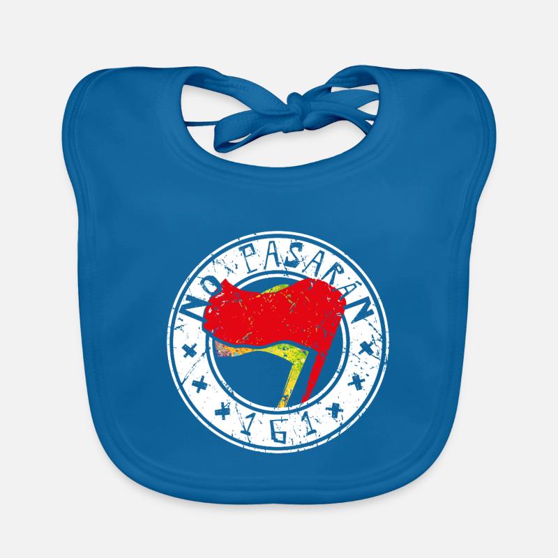 Non Pasaran 161 - Bavoir bio Bébé - bleu paon