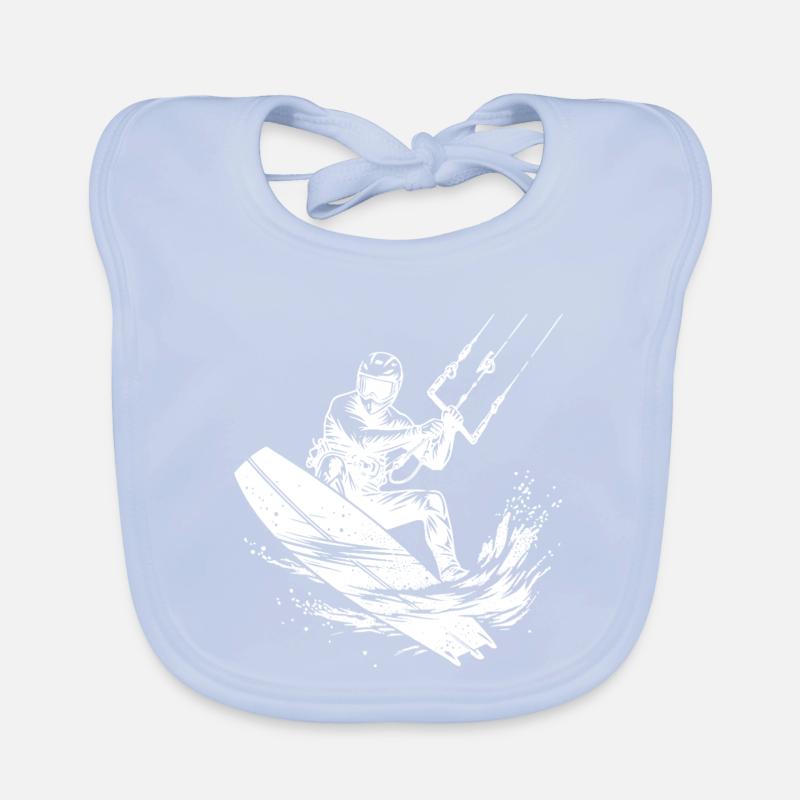 Kite surfing, seawater, wind, riding fun Organic Baby Bibs